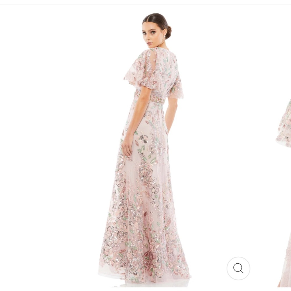 NWT Mac Duggal Floral Embellished Flutter Sleeve Gown - Picture 7 of 8
